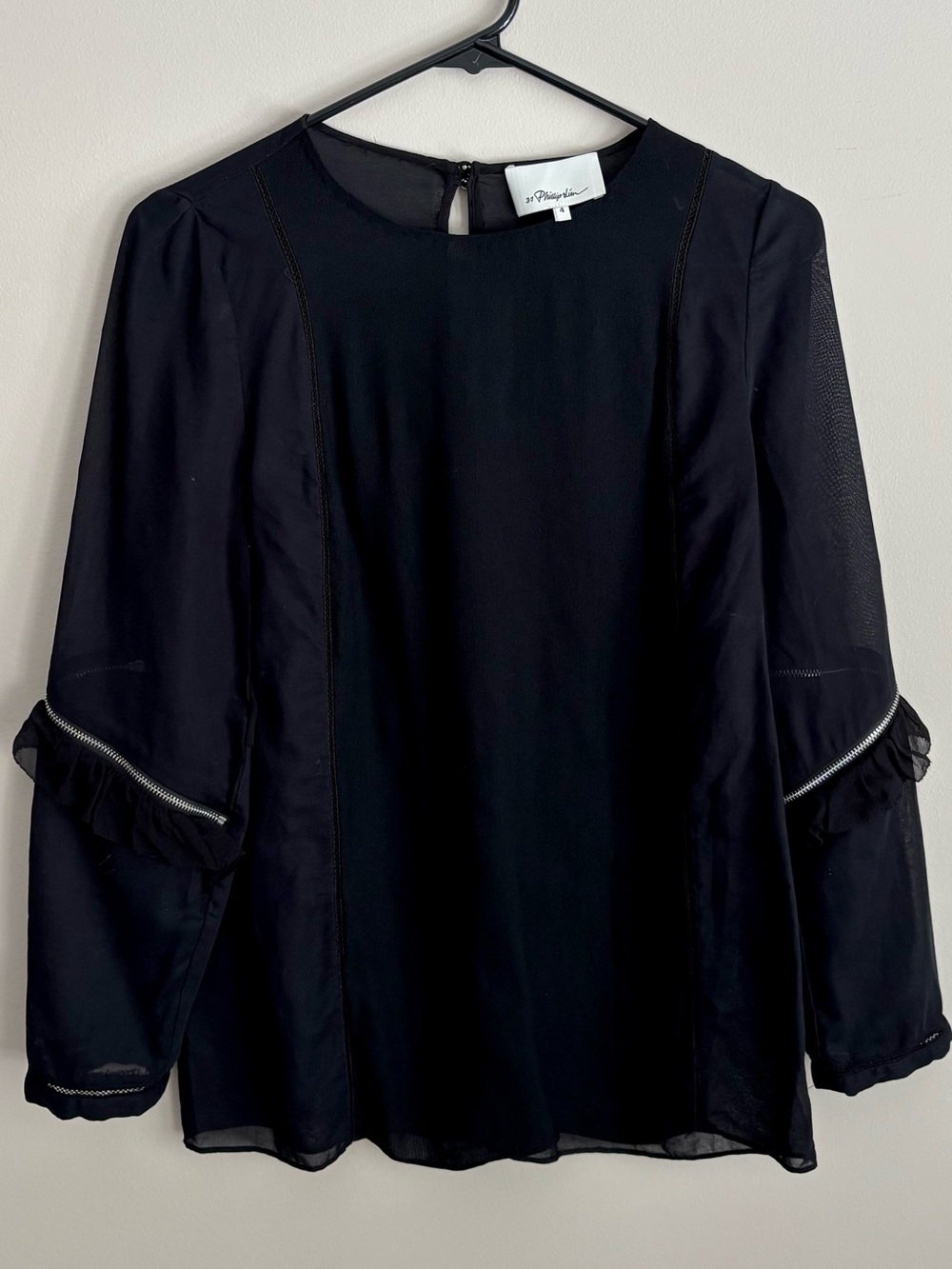 3.1 Phillip Lim Silk Chiffon w/Zippered Sleeves - Sz 8